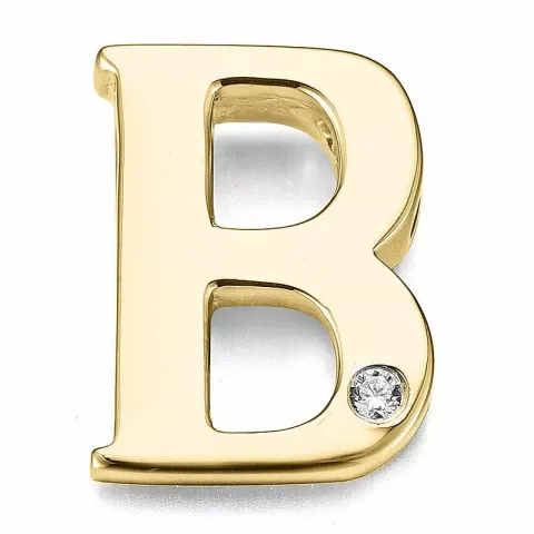 Buchstab b diamant anhänger in 9 karat gold 0,01 ct