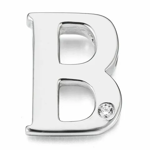 Kollektionsmuster buchstab b Diamant Anhänger in 9 karat Weißgold 0,01 ct