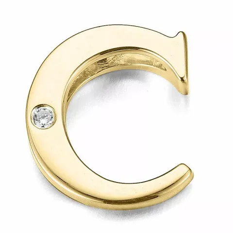 Buchstab c diamant anhänger in 9 karat gold 0,01 ct