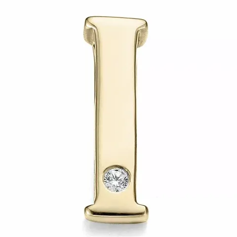 Buchstab i diamant anhänger in 9 karat gold 0,01 ct