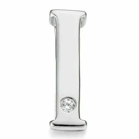 Buchstab i diamant anhänger in 9 karat weißgold 0,01 ct