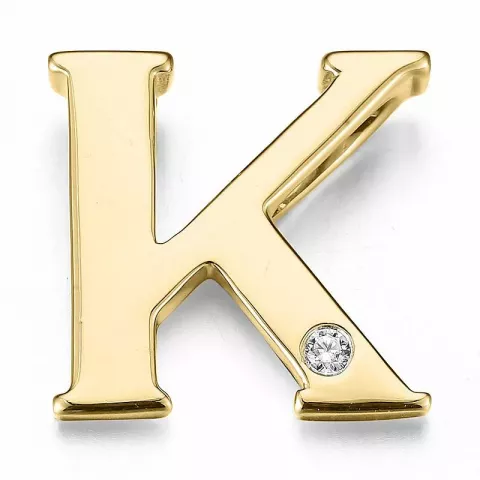 Buchstab k diamant anhänger in 9 karat gold 0,01 ct