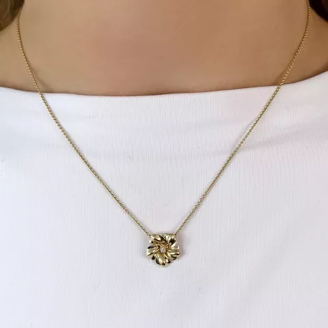 Blumen diamantanhänger in 9 karat gold 0,022 ct