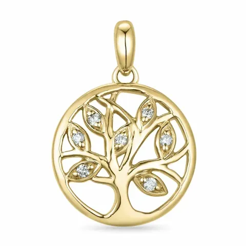 Lebensbaum Diamant Anhänger in 9 karat Gold 0,05 ct