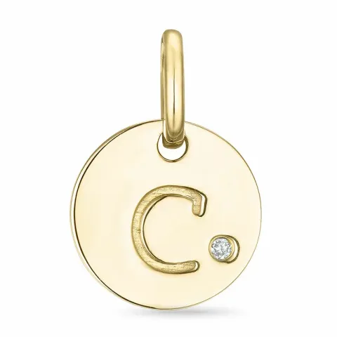 buchstab c Diamant Anhänger in 9 karat Gold 0,01 ct