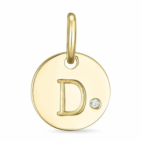 buchstab d Diamant Anhänger in 9 karat Gold 0,01 ct