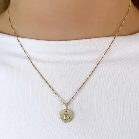 buchstab e Diamant Anhänger in 9 karat Gold 0,01 ct