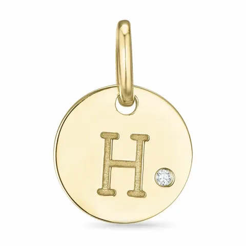 buchstab h Diamant Anhänger in 9 karat Gold 0,01 ct