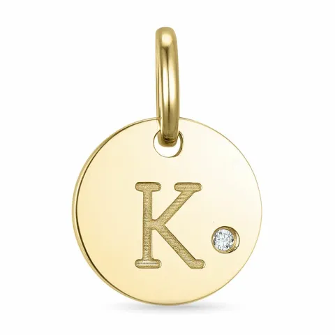 buchstab k Diamant Anhänger in 9 karat Gold 0,01 ct