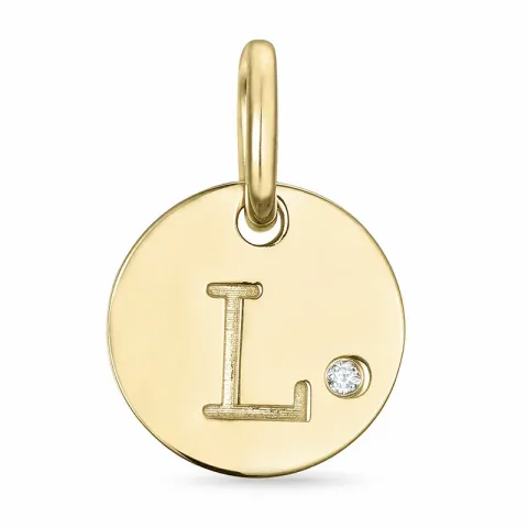 buchstab l Diamant Anhänger in 9 karat Gold  0,01 ct