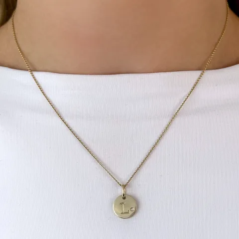 buchstab l Diamant Anhänger in 9 karat Gold 0,01 ct