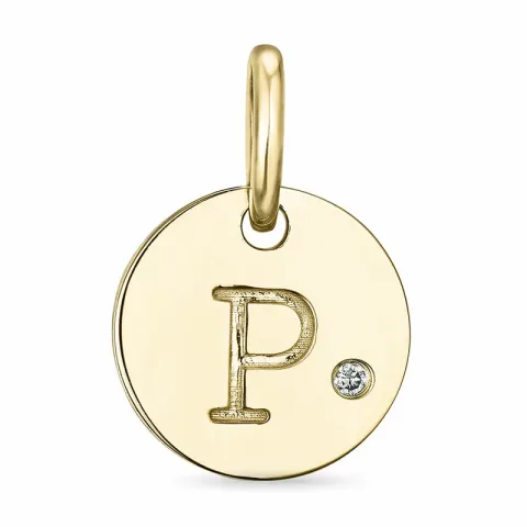 buchstab p Diamant Anhänger in 9 karat Gold 0,01 ct