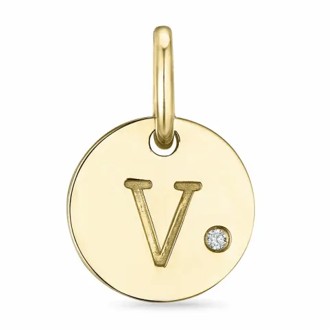 buchstab v Diamant Anhänger in 9 karat Gold  0,01 ct