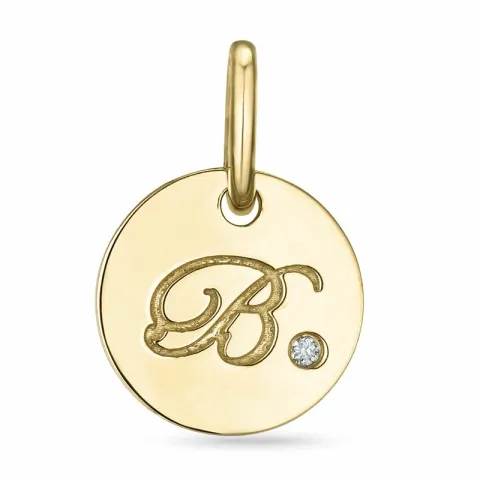 buchstab b Diamant Anhänger in 9 karat Gold 0,01 ct