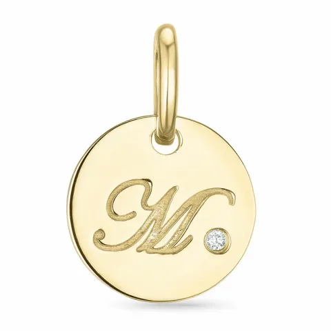 buchstab m Diamant Anhänger in 9 karat Gold 0,01 ct