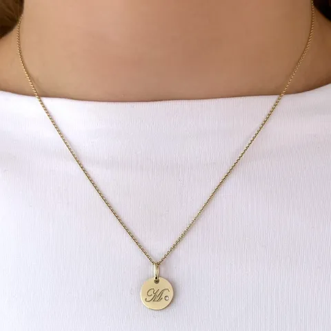 buchstab m Diamant Anhänger in 9 karat Gold 0,01 ct