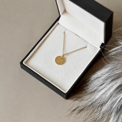 buchstab m Diamant Anhänger in 9 karat Gold 0,01 ct