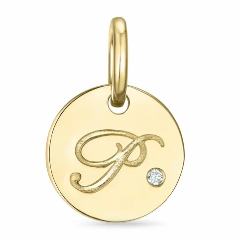 buchstab p Diamant Anhänger in 9 karat Gold 0,01 ct