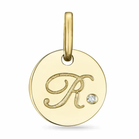 buchstab r Diamant Anhänger in 9 karat Gold 0,01 ct