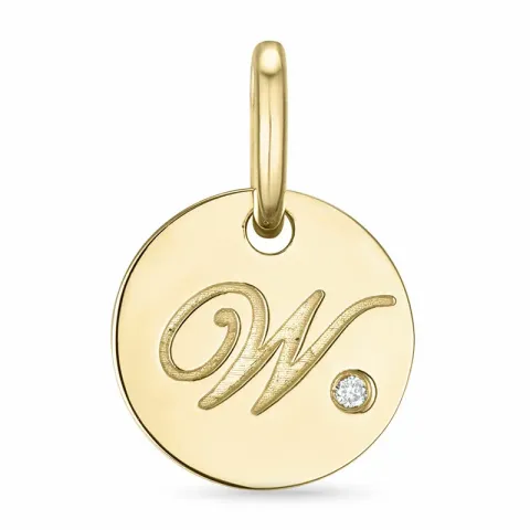 buchstab W Diamant Anhänger in 9 karat Gold 0,01 ct
