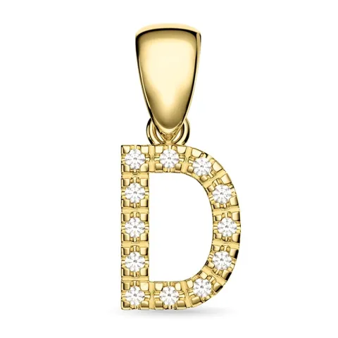 buchstab d Diamant Anhänger in 9 karat Gold 0,08 ct