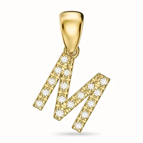 buchstab m Diamant Anhänger in 9 karat Gold 0,10 ct