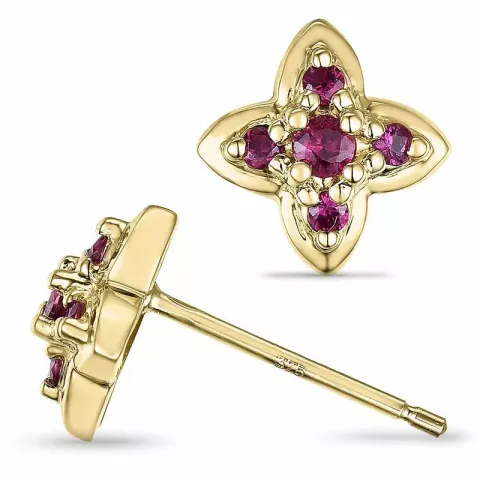 Blumen rubin ohrstecker in 9 karat gold mit rubinen