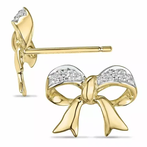 Schleife Diamant Ohrstecker in 9 Karat Gold und Weißgold mit Diamant
