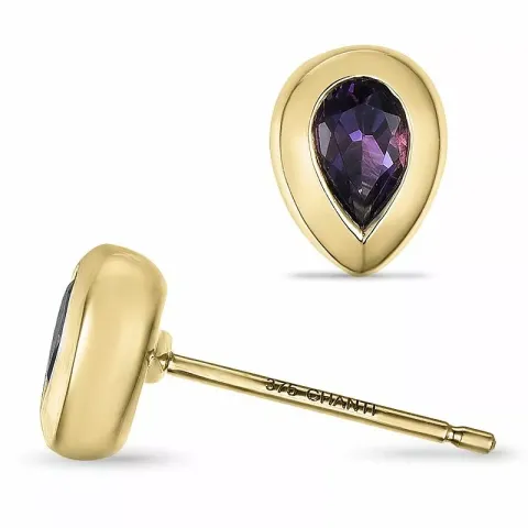 Amethyst Solitärohrstecker in 9 Karat Gold mit Amethyst