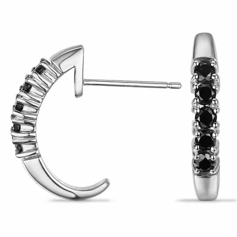 schwarzem Diamant Halbkreolen in 9 Karat Weißgold mit Diamant 
