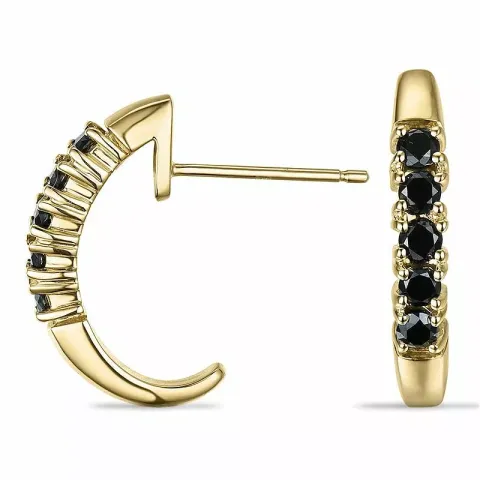 schwarzem Diamant Halbkreolen in 9 Karat Gold mit Diamant 