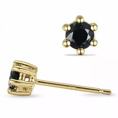 schwarzem Diamant Solitärohrstecker in 9 Karat Gold mit schwarz Diamant 