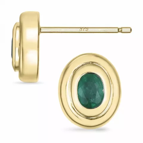 ovalen Smaragd Solitärohrstecker in 9 Karat Gold mit Smaragd 