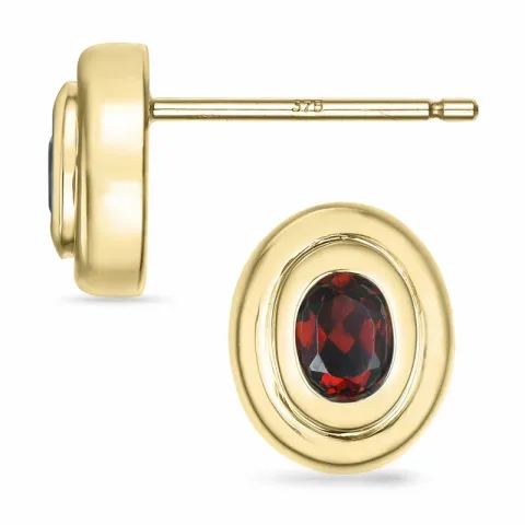 ovalen Granat Solitärohrstecker in 9 Karat Gold mit Granat
