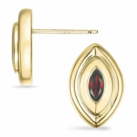 ovalen Granat Solitärohrstecker in 9 Karat Gold mit Granat