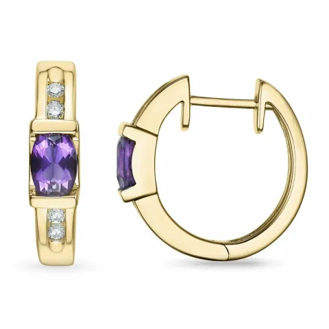 18 mm Amethyst Kreole in 9 Karat Gold mit Amethyst und Diamant