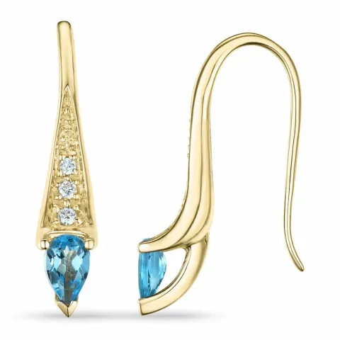 lange Topas Brillantohrringen in 9 Karat Gold mit Topas und Diamant