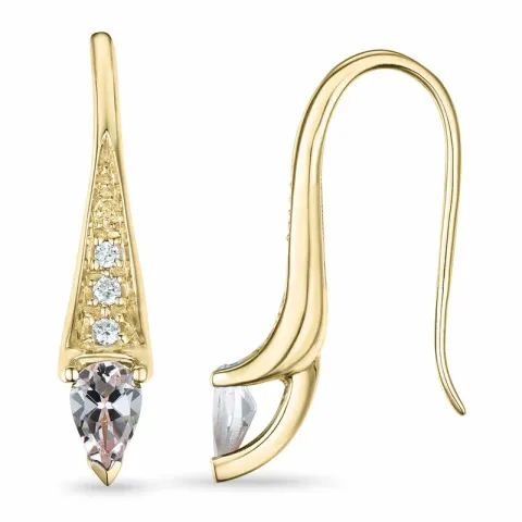lange morganit Brillantohrringen in 9 Karat Gold mit morganit und Diamant