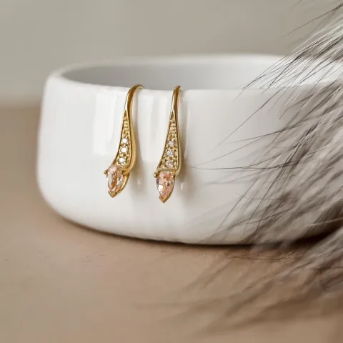 lange morganit Brillantohrringen in 9 Karat Gold mit morganit und Diamant