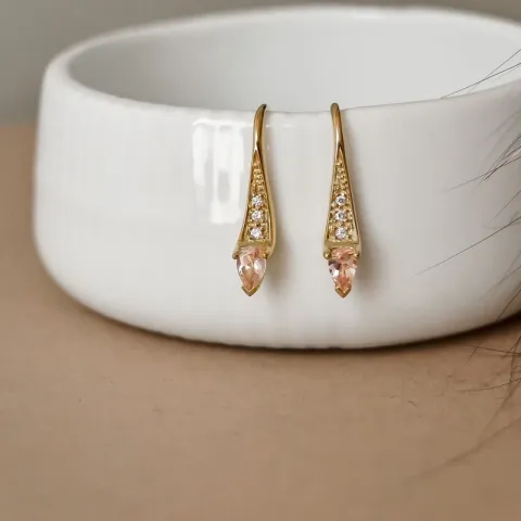 lange morganit Brillantohrringen in 9 Karat Gold mit morganit und Diamant