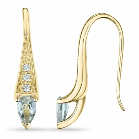 lange grünen Amethyst Brillantohrringen in 9 Karat Gold mit Amethyst und Diamant