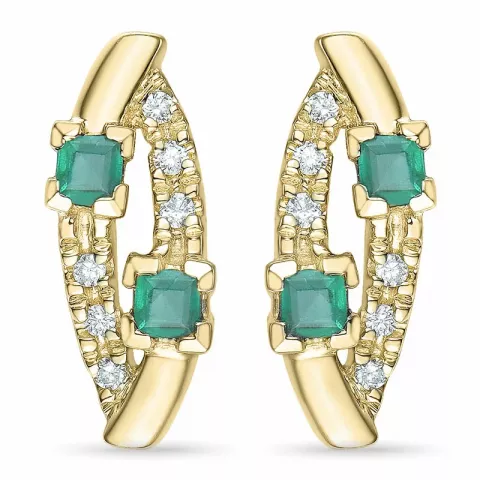 ovalen Smaragd Brillantohrringen in 9 Karat Gold mit Smaragd und Diamant 