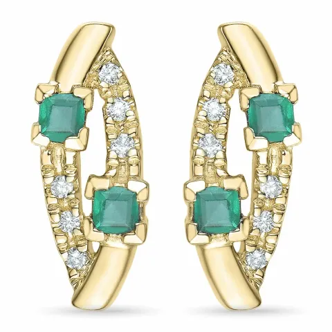 ovalen Smaragd Brillantohrringen in 9 Karat Gold mit Smaragd und Diamant