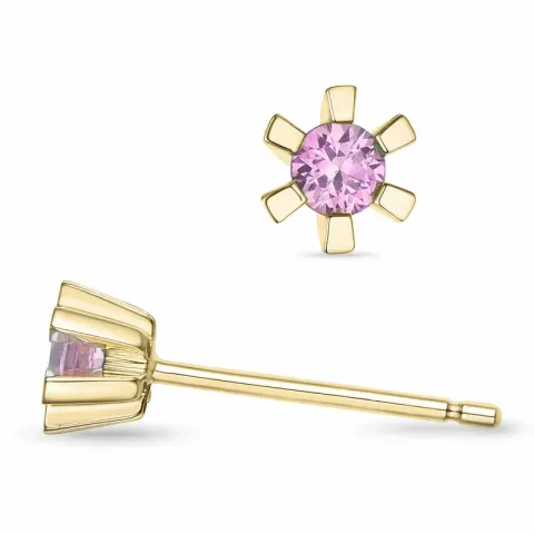 2 x 0,10 ct pink Saphir Solitärohrstecker in 9 Karat Gold mit pinkfarbenem Saphir 