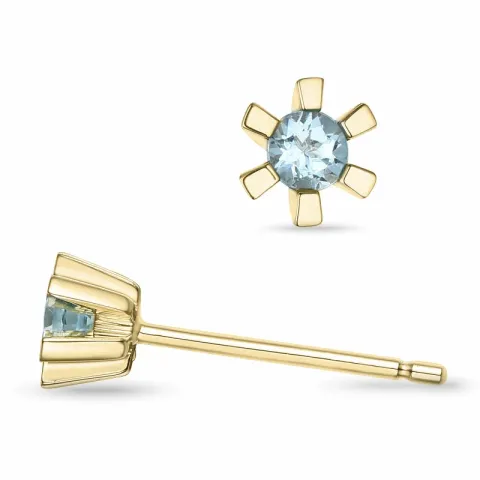 2 x 0,07 ct Aquamarin Solitärohrstecker in 9 Karat Gold mit Aquamarin 