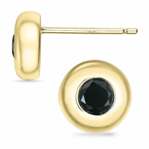 runden schwarzem Brillant Solitärohrstecker in 9 Karat Gold mit schwarz Diamant