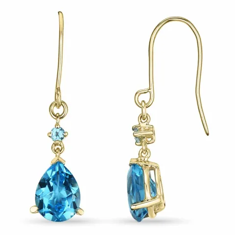 lange Tropfen Topas Ohrringe in 9 Karat Gold mit Topas und Topas