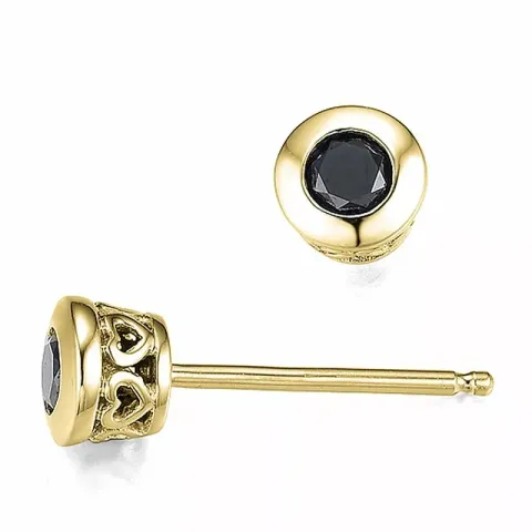 2 x 0,11 ct schwarzem Diamant Solitärohrstecker in 9 Karat Gold mit schwarz Diamant