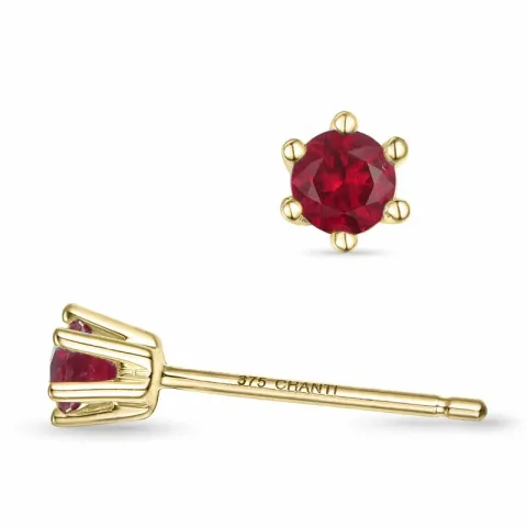 2 x 0,14 ct Granat Solitärohrstecker in 9 Karat Gold mit Granat