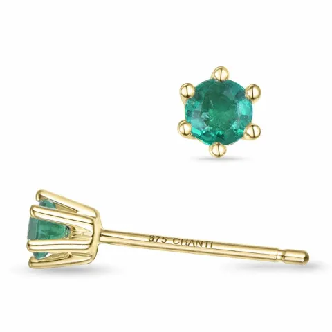 Smaragd Solitärohrstecker in 9 Karat Gold mit Smaragd